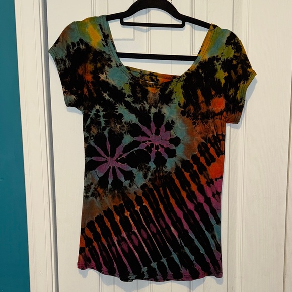 Gypsy Rose Tops - Vibrant Tie-Dye Short Sleeve Women's Top
